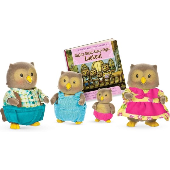 Lil Woodzeez Whooswhoo Owl Family Birds Animal Toy Set Posable Book Parents Baby - Picture 1 of 4